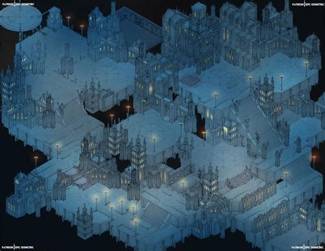 Gothic City Evening Light Isometric Battlemap 68x53 Rdndmaps