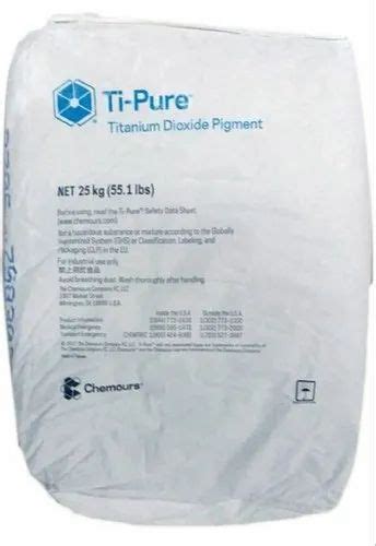 Ti Pure Chemours R902 Titanium Dioxide Pigment Powder PP Bag 25 Kg At