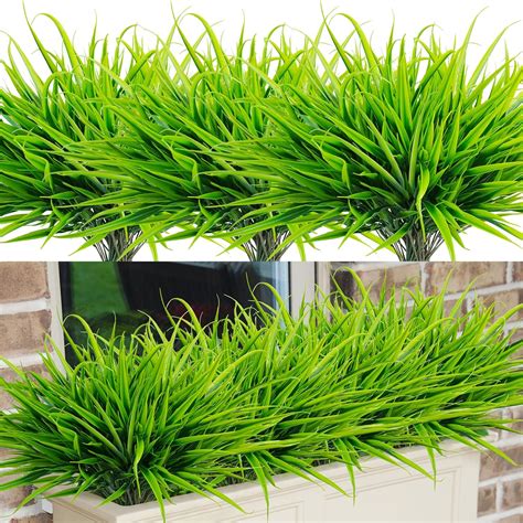 Uieke 12 Bundles Artificial Outdoor Plants Uv Resistant