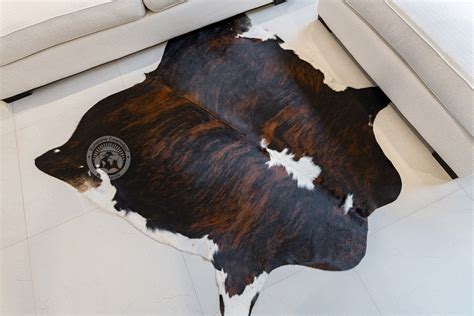 Brindle Tricolor White Backbone Cowhide Rug — Luxury Cowhides