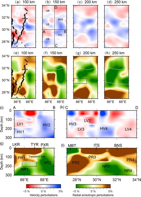 A D Map Views Of P Wave Isotropic Tomography The Red And Blue Colors