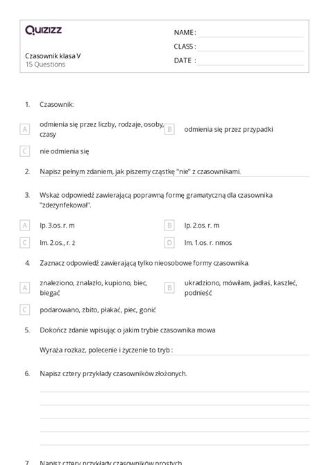 Ponad 50 Tryby Czasownika Arkuszy Roboczych Dla Klasa 5 W Quizizz