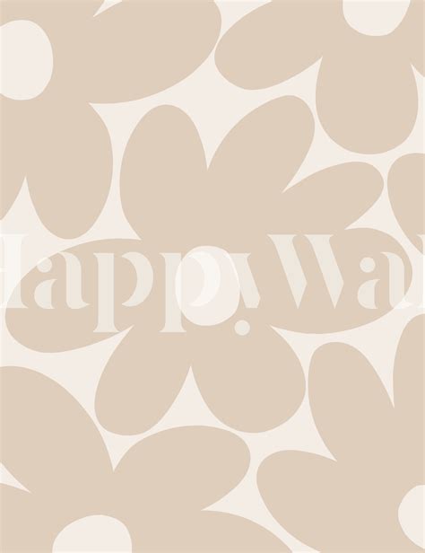 Retro Daisy Flowers In Nude Wallpaper Happywall