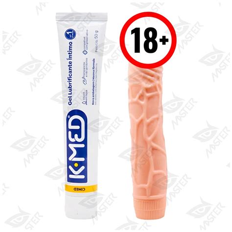 Kit Prótese Peniana Vibrador Formato Pênis Grande 19 5 x 4cm Dildo Lubrificante íntimo K