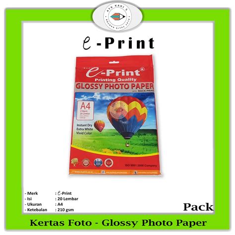 Jual E Print Glossy Photo Paper A Gsm Back Print Pack Shopee