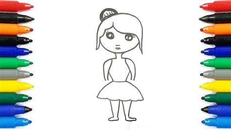 cute baby doll girl drawing coloring doll  kids   draw doll