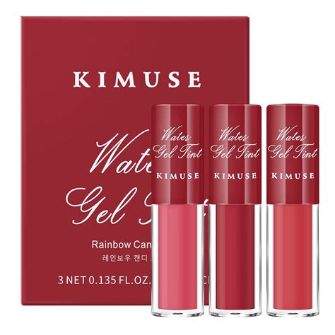 Amazon KIMUSE Water Lip Tint 3 Colors Set Vivid High Pigment