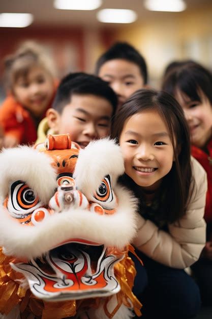 Premium Ai Image Asian Kids Taking Selfie For Chinese Dragon New Year