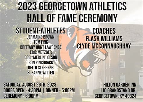 2023 Hall Of Fame Ceremony Announced Georgetown College