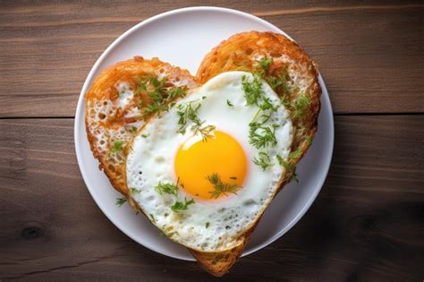 Premium Ai Image Heart Shaped Egg Cooked In A Pan