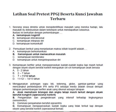 Contoh Soal Pretest Ppg Pedagogik Lengkap Dengan Kunci Jawaban Part