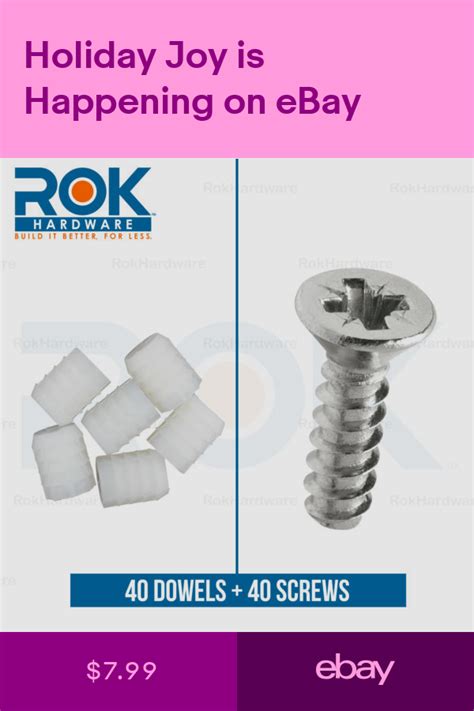 Rok Hardware 8mm Plastic Hinge Dowel Inserts With Screws 40 Pack