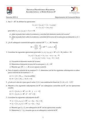 Algebra Lineal MAT126 EPN Studocu