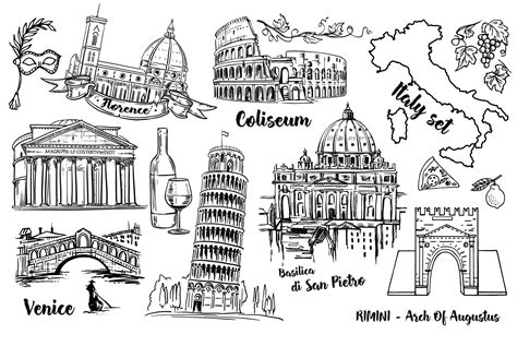 Big Italy Vector Sketch Collection Italy Sketches Italy