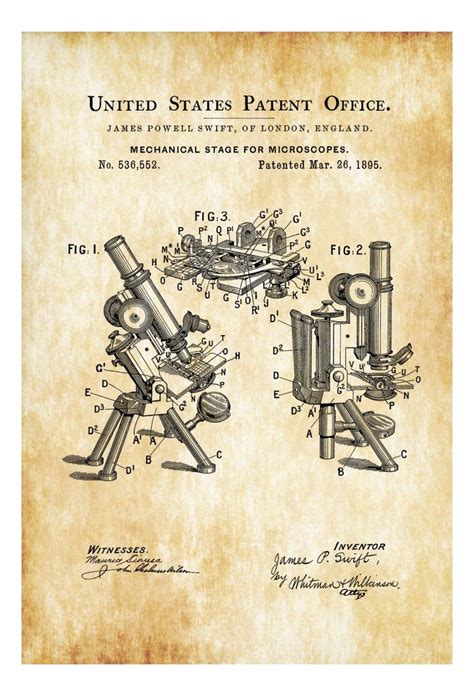 1895 Microscope Patent - Patent Print, Wall Decor, Microscope Decor ...