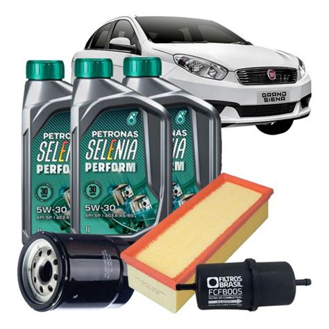 Óleo De Motor Grand Siena 1.4 Attractive - Kit Troca de Óleo e Filtros - Fiat Grand Siena 1.4 Motor EVO - 5W30 ...
