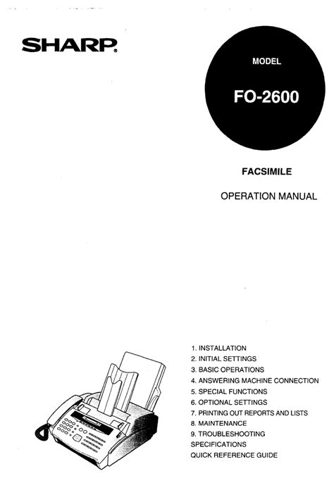 Sharp Fo 2600 Operation Manual Pdf Download Manualslib