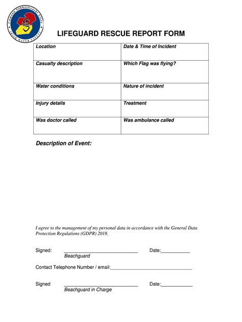 Fillable Online Lifeguard Rescue Report Form Fax Email Print Pdffiller