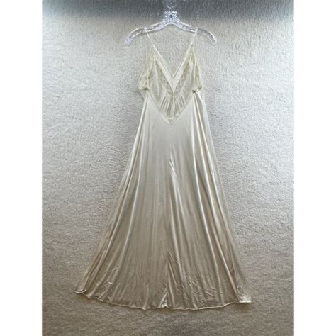Flair Intimates Sleepwear 6s Vintage Flair Ivory White Satin Nylon Lace Lingerie Negligee
