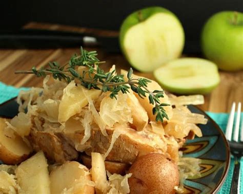 Slow Cooker Pork Chops With Sauerkraut Apples And Potatoes Recipe