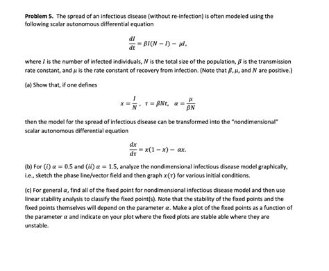 Solved Problem 5. The spread of an infectious disease | Chegg.com