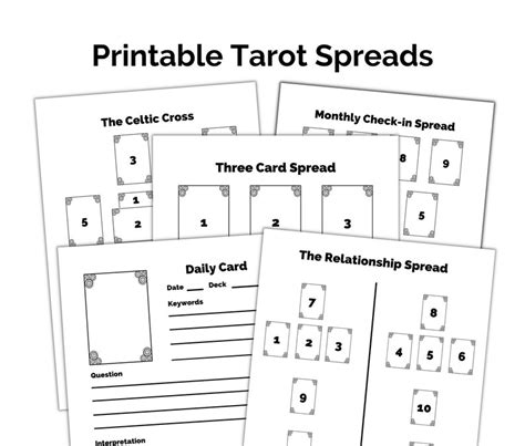 Tarot Spreads Printable Work Sheets 6 Blank And Guided Tarot Etsy