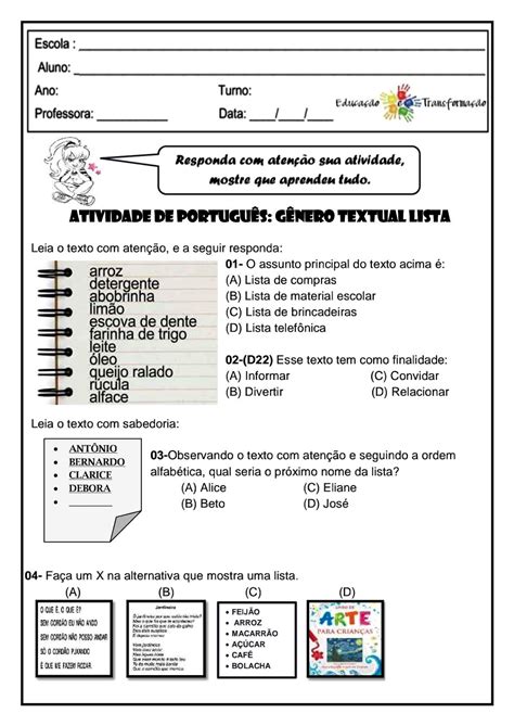 Atividades Gêneros Textuais 1 Ano Ensino Médio Com Gabarito