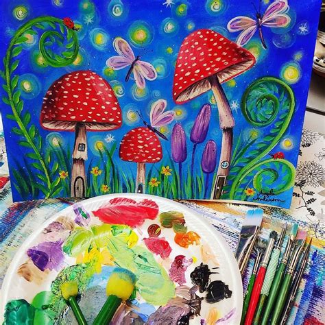 Free Acrylic Tutorial Mushroom Fairy Garden Painting Live Saturday