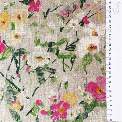 Premium 100 Linen Fabric Floral Linen Fabric Painted Etsy Australia