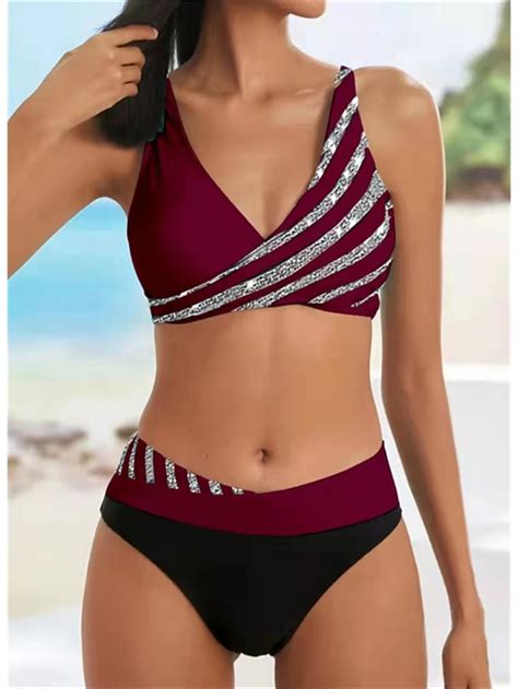 Women S Normal Swimwear Bikini Piece Cheeky Swimsuit Backless Piece Push Up Sexy Printing