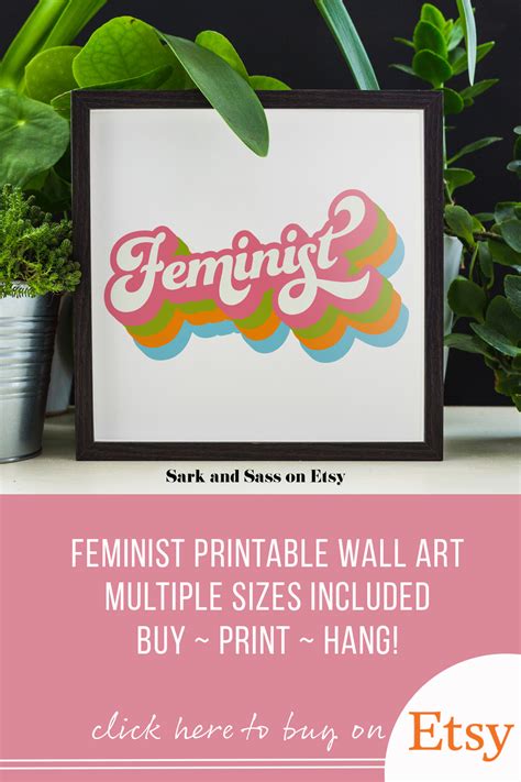 Feminist Printable Wall Art Retro Typography Print Instant Etsy In