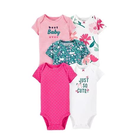 Pack De Body Carters Cinco Unidades Menina Tamanhos 6M 9M 12M 18M