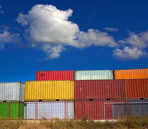 Colorful Containers Storage Shipping Container In A Row Stacked Photo