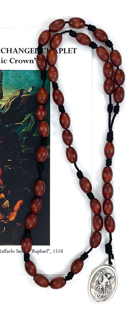 Oval Mahogany St Michael Chaplet 10 99 OLOG Rosaries