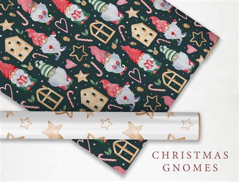 Christmas Gnome Digital Papers Winter Patterns Watercolor Etsy