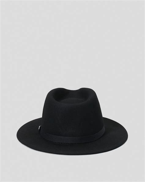 Shop Brixton Messer Packable Fedora In Black Fast Shipping Easy