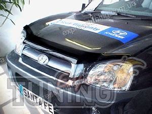 Мухобойка капота Хендай Санта Фе 1 (дефлектор на капот Hyundai Santa Fe ...