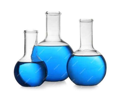 premium photo florence flasks  blue liquid  white background