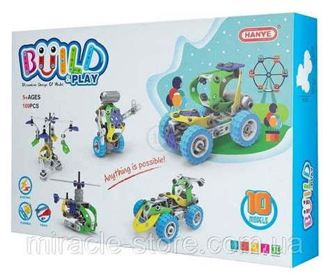 Болтовой развивающий конструктор Build&Play 5 в 1 с мотором 109 ...