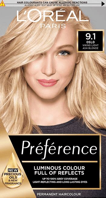 L Oreal Paris Preference Viking Light Ash Blonde 9 1 Oslo Ash Blonde Hair Colour Light Ash