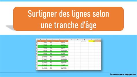 Surligner Des Lignes Selon Une Tranche D Ge Sous Excel Youtube