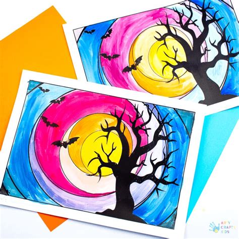 Spooky Tree Circle Art - Arty Crafty Kids