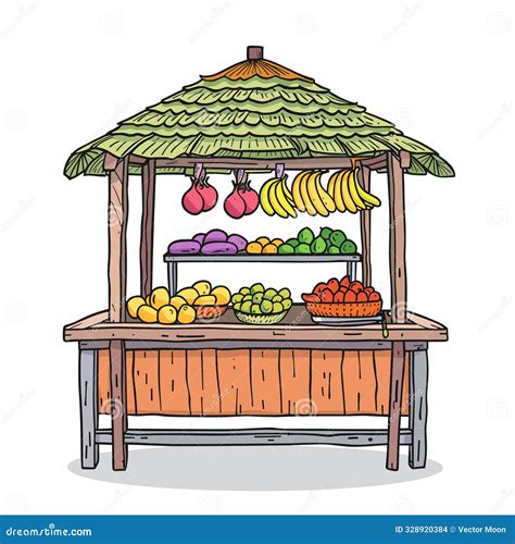 Colorful Tropical Fruit Stand Displaying Bananas, Avocados, Apples
