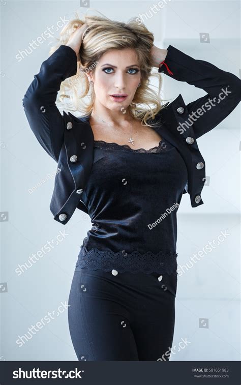 Beautiful Sexy Blonde White Suit Pants Stock Photo Shutterstock