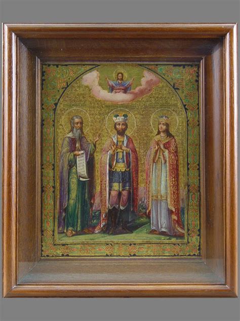 Икона «Святой Александр Невский, Святой Илия, Святая Екатерина», дерево ...