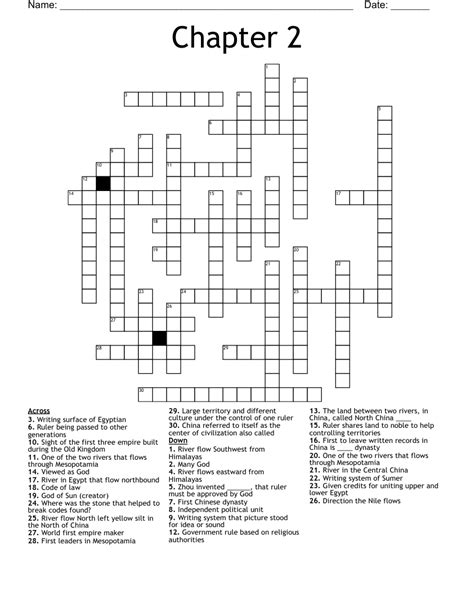 River Valley Civilizations Review Crossword Wordmint