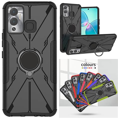 เคสเกราะไฮบรด กนกระแทก พรอมแหวนแมเหลกตงโทรศพท สาหรบ Infinix Hot 12 Play 12 Play NFC