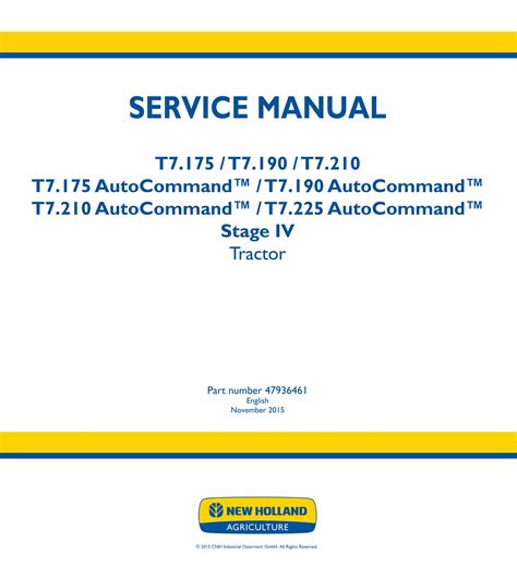 New Holland T7 715 Autocommand Stage Iv Tractor Service Repair Manual Pdf