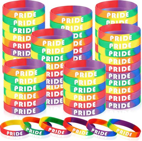 100 Pcs Gay Pride Wristbands Lgbt Lesbian Rainbow