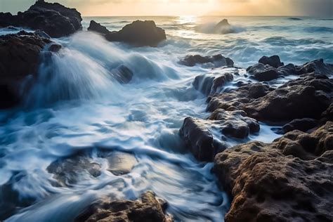 Premium Ai Image Ocean Lake Waterfall